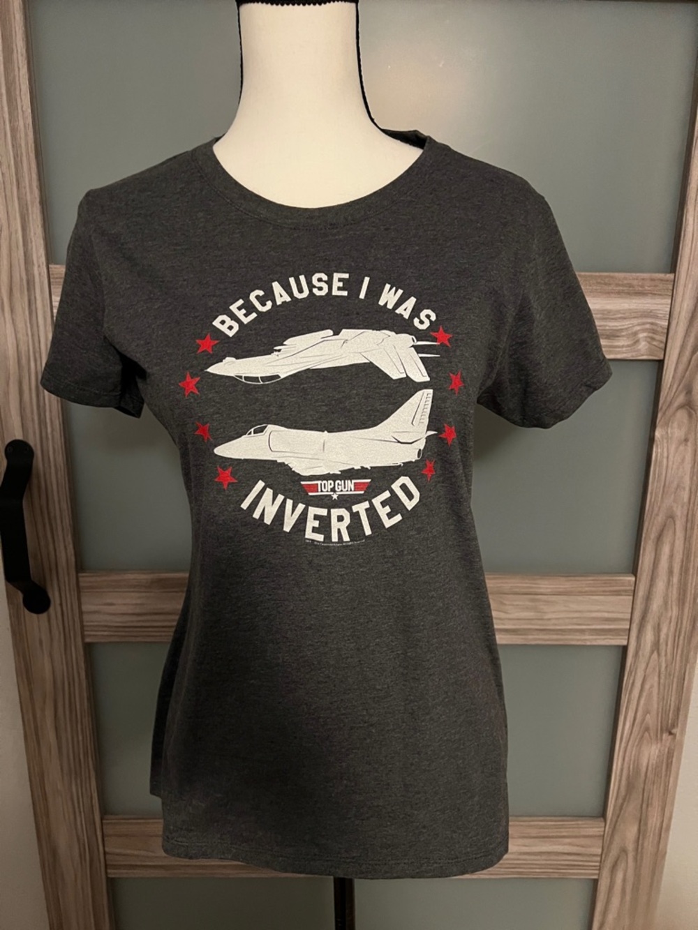 Port and Company Charcoal "Because I Was Inverted" Top Gun Graphic Tee